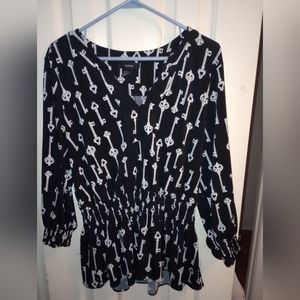 Alfani women's key print Blouse Large